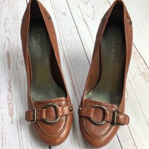 Nine West - Brown Leather Heeled Loafers